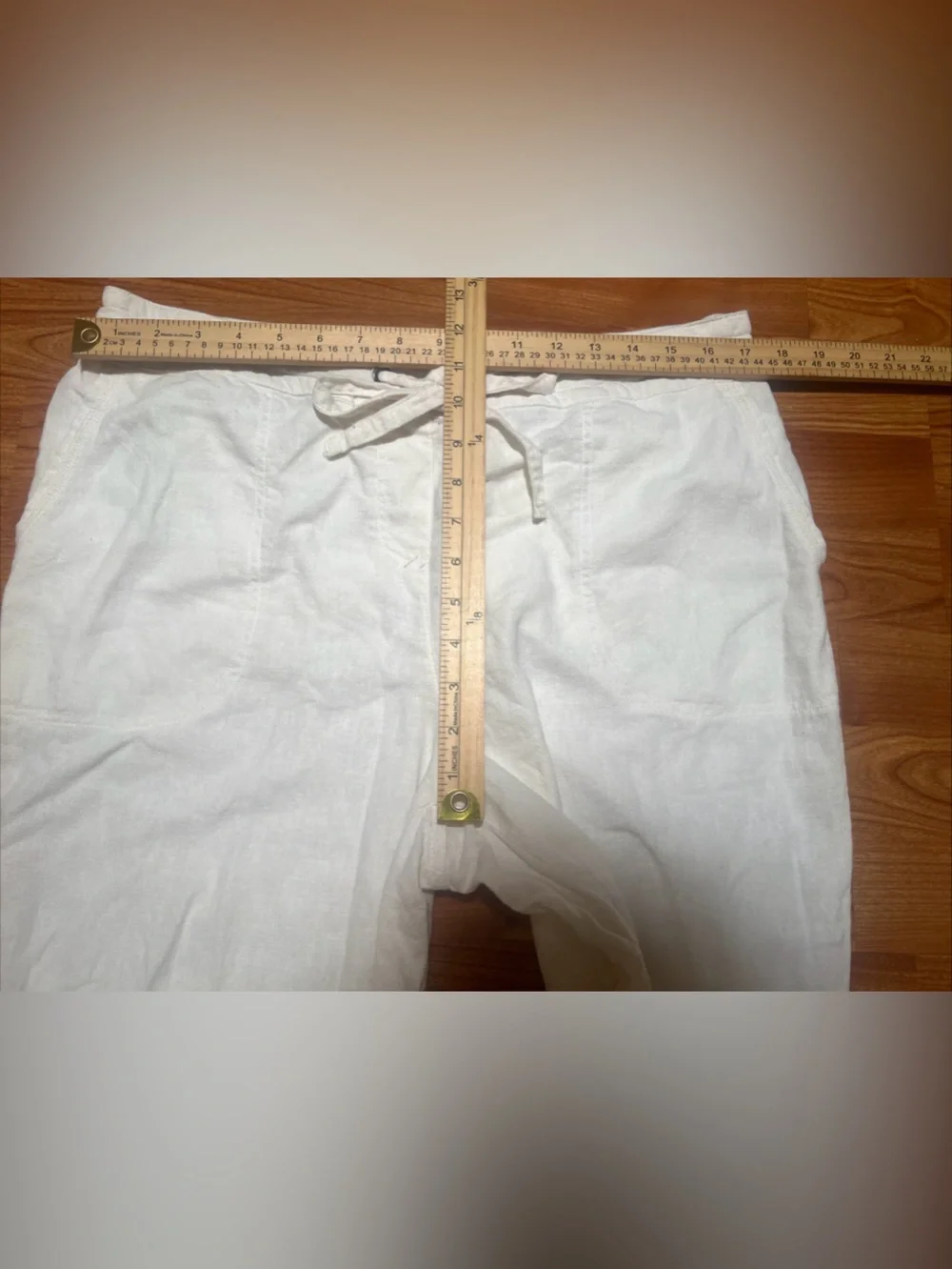 Per Se Linen Rayon Blend White Pull On Pants Size Large Elastic Waist - Picture 6 of 8
